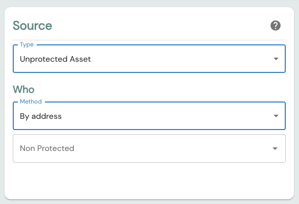 Unprotected Asset source with the Method set to By address