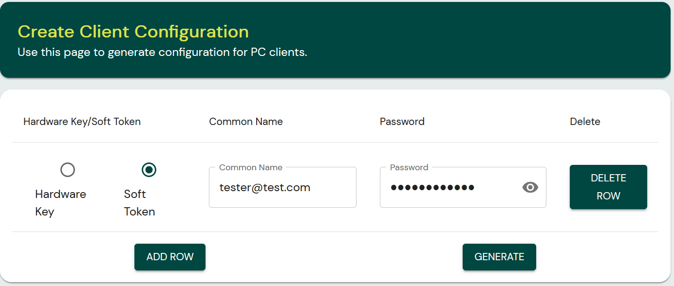 Create client configuration.